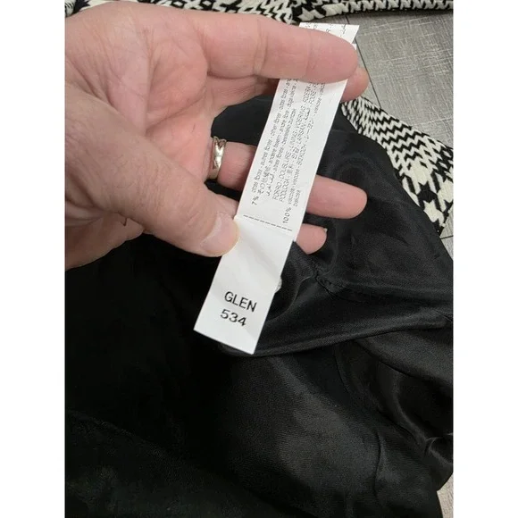 Zara Coat Womens Small Black White Houndstooth Wool Blend Long Tweed Overcoat - Picture 7 of 15